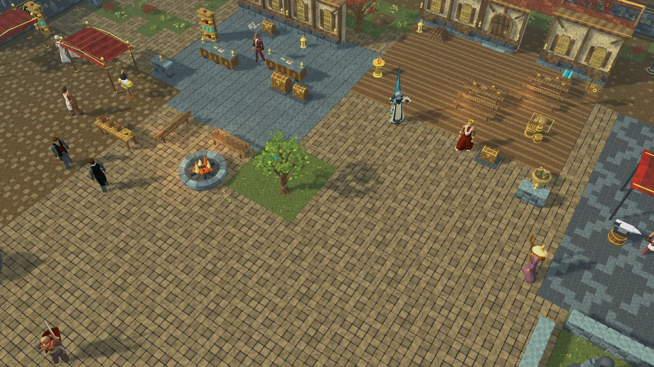Emberhold's bank, hearth, stalls and central town square.