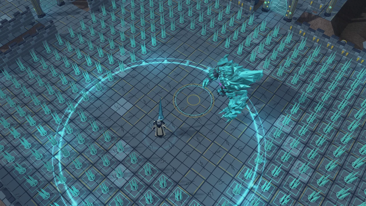 Crystalline spikes erupt around Shardback in Hollow Keep.
